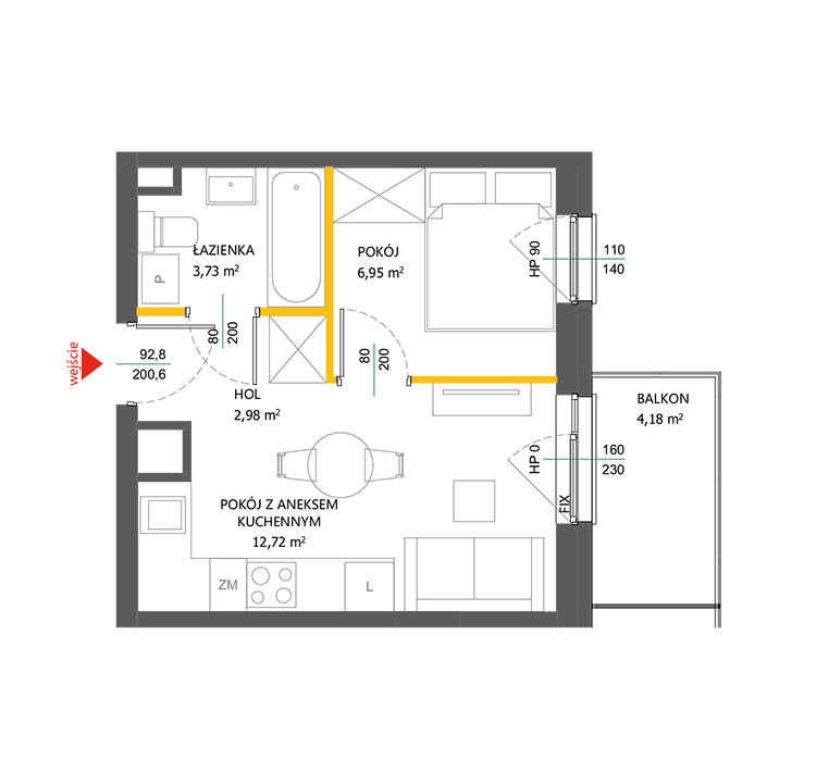 2 rooms · 26,4 m² · Floor 1 · Unit 137