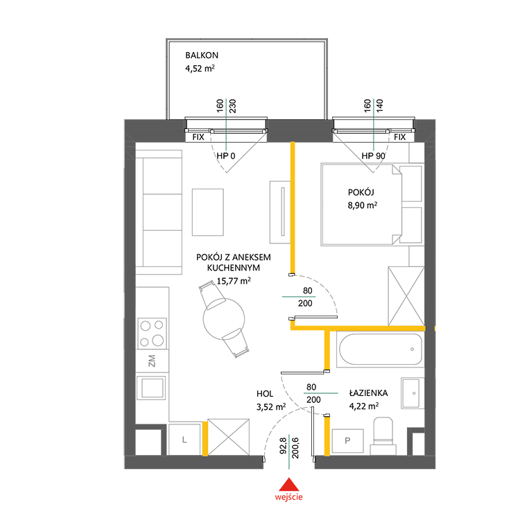 2 rooms · 32,4 m² · Floor 2 · Unit 24