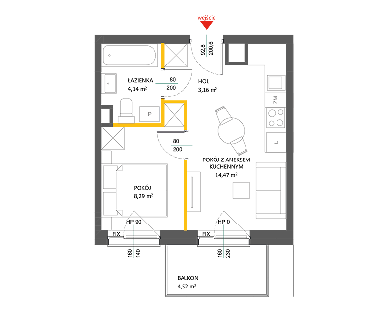 2 rooms · 30,1 m² · Floor 3 · Unit 29