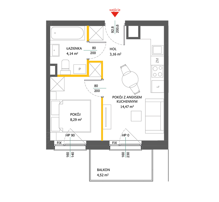 2 rooms · 30,1 m² · Floor 2 · Unit 20