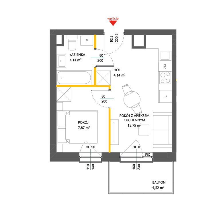 2 rooms · 29,9 m² · Floor 3 · Unit 36
