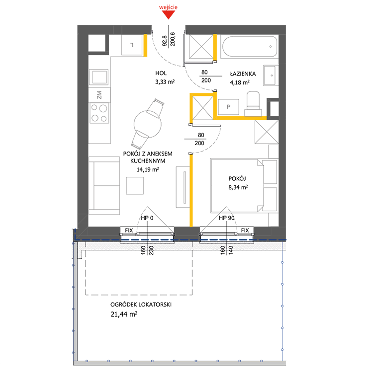 2 rooms · 30 m² · Floor 0 · Unit 41