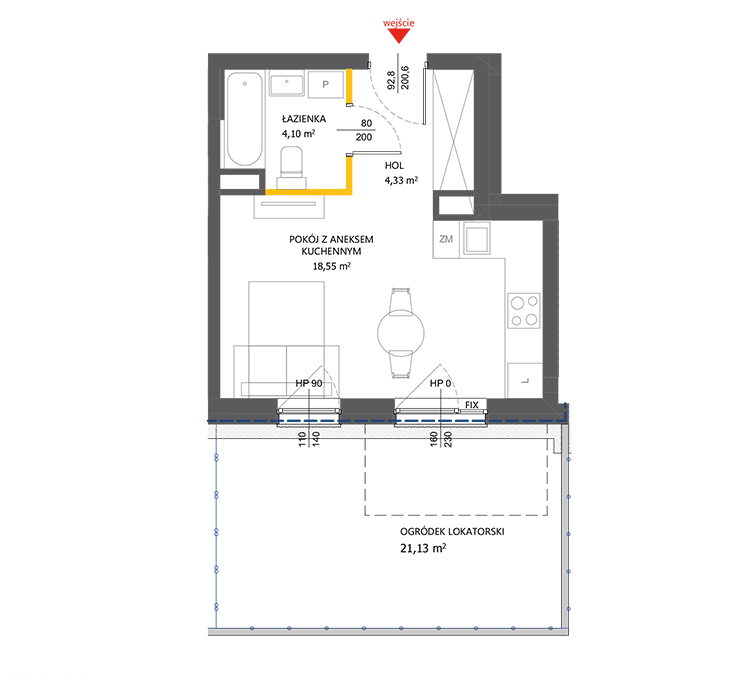 1 room · 27 m² · Floor 0 · Unit 42