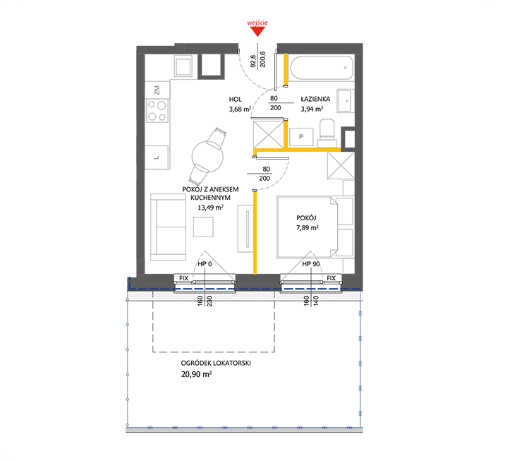 2 rooms · 29 m² · Floor 0 · Unit 43