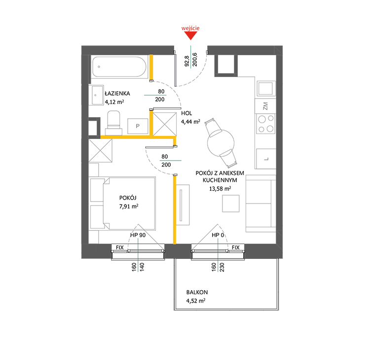 2 rooms · 30,1 m² · Floor 2 · Unit 67