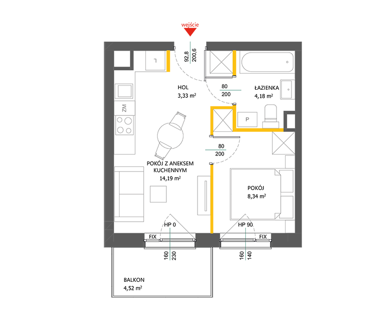 2 rooms · 30 m² · Floor 3 · Unit 78
