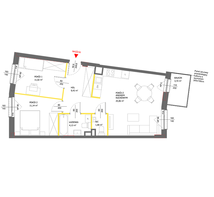 3 кімнат · 62,7 m² · Поверх 3 · Квартира 11