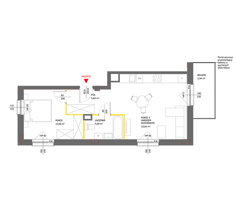 2 кімнат · 46,9 m² · Поверх 3 · Квартира 22