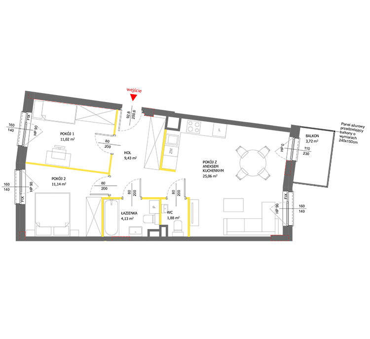 3 кімнат · 62,7 m² · Поверх 1 · Квартира 5