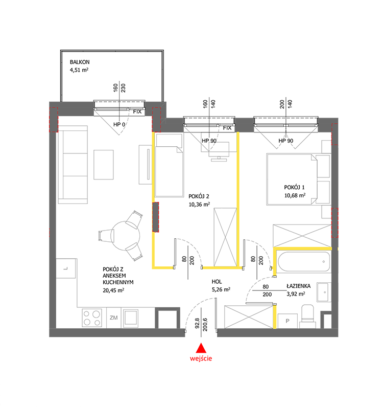 3 кімнат · 50,7 m² · Поверх 2 · Квартира 100