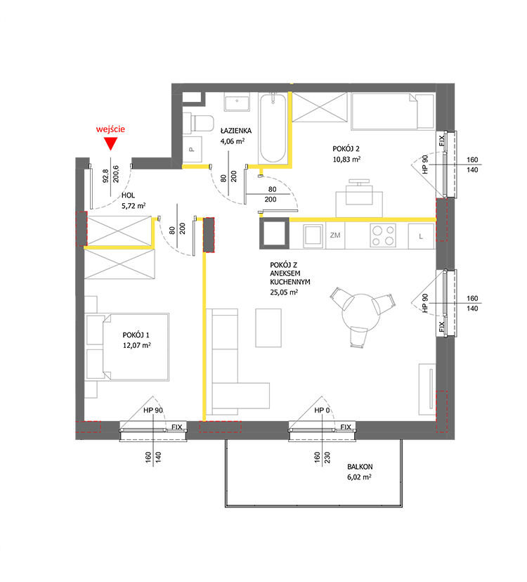 3 кімнат · 57,7 m² · Поверх 2 · Квартира 103