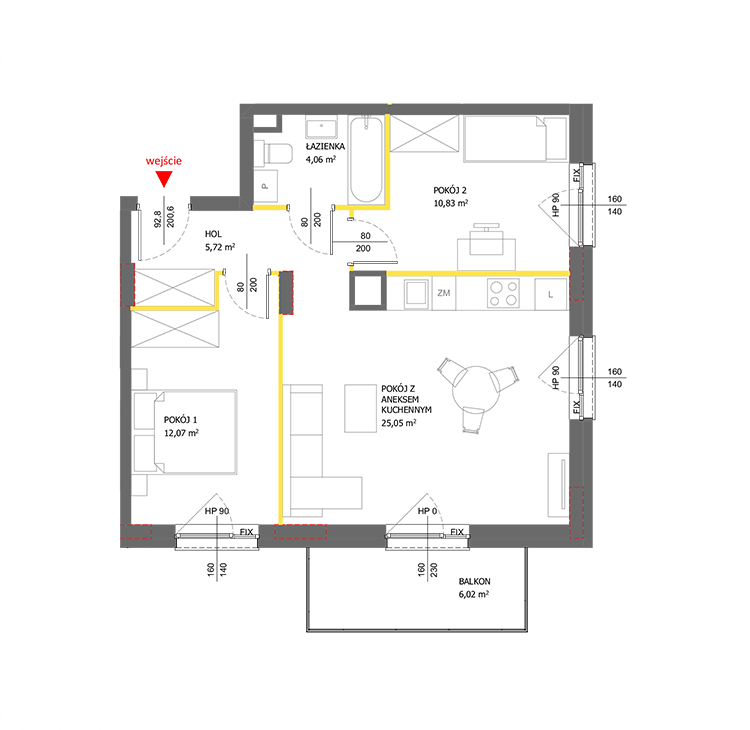3 кімнат · 57,7 m² · Поверх 3 · Квартира 114