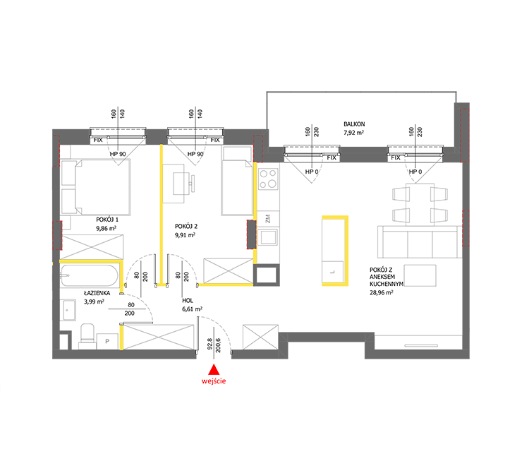 3 кімнат · 59,3 m² · Поверх 3 · Квартира 63
