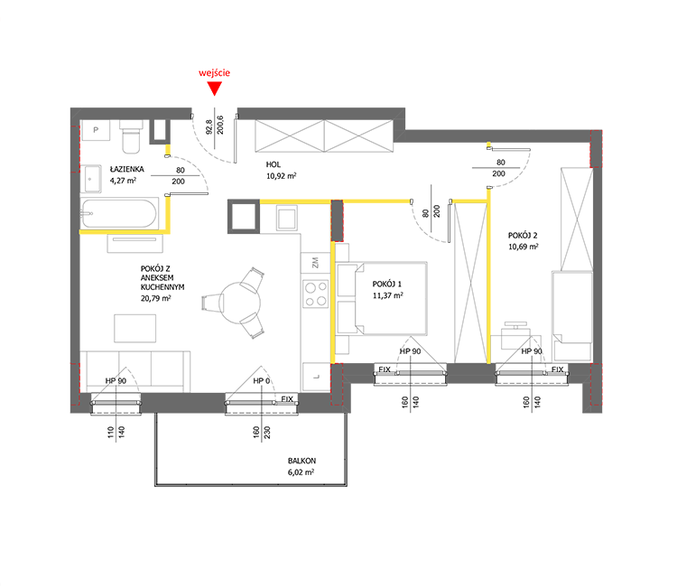 3 кімнат · 58 m² · Поверх 1 · Квартира 83