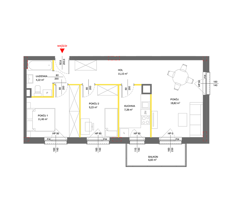 3 кімнат · 62,1 m² · Поверх 2 · Квартира 137