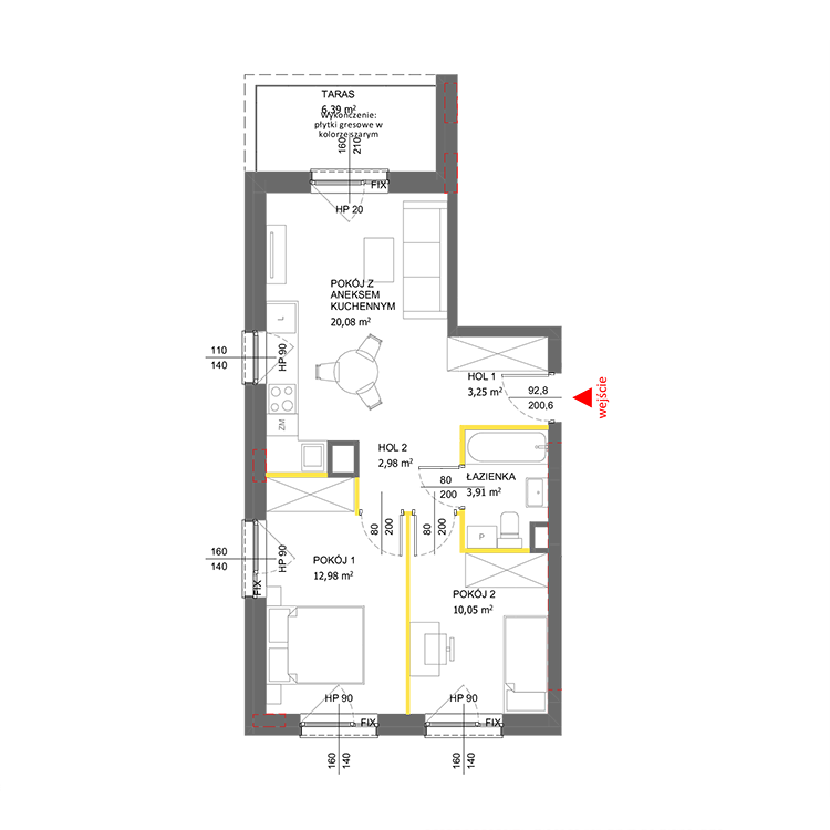 3 кімнат · 53,3 m² · Поверх 3 · Квартира 140