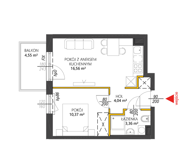 2 комнаты · 34,3 m² · Этаж 2 · Квартира 15