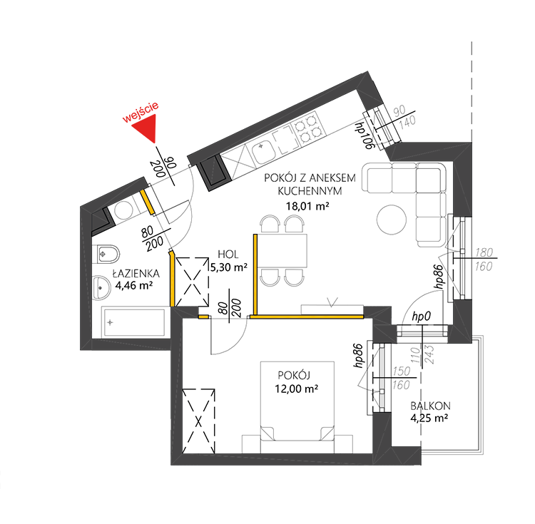 2 комнаты · 39,8 m² · Этаж 3 · Квартира 19
