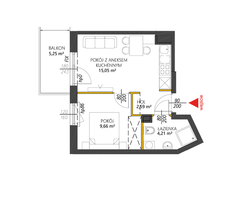 2 комнаты · 31,5 m² · Этаж 3 · Квартира 23