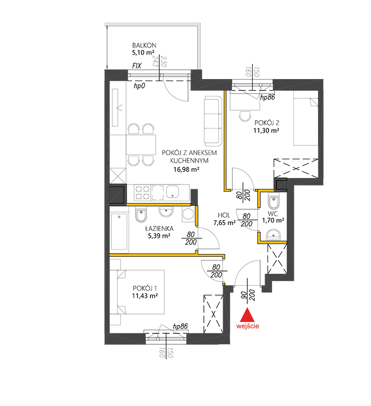 3 комнаты · 54,5 m² · Этаж 1 · Квартира 30