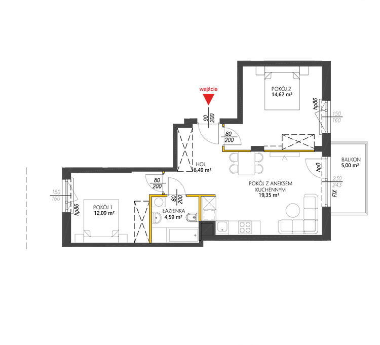 3 комнаты · 57,1 m² · Этаж 3 · Квартира 36