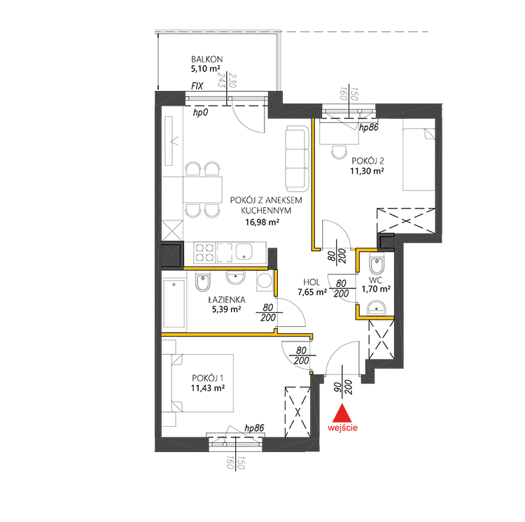 3 комнаты · 54,5 m² · Этаж 3 · Квартира 38