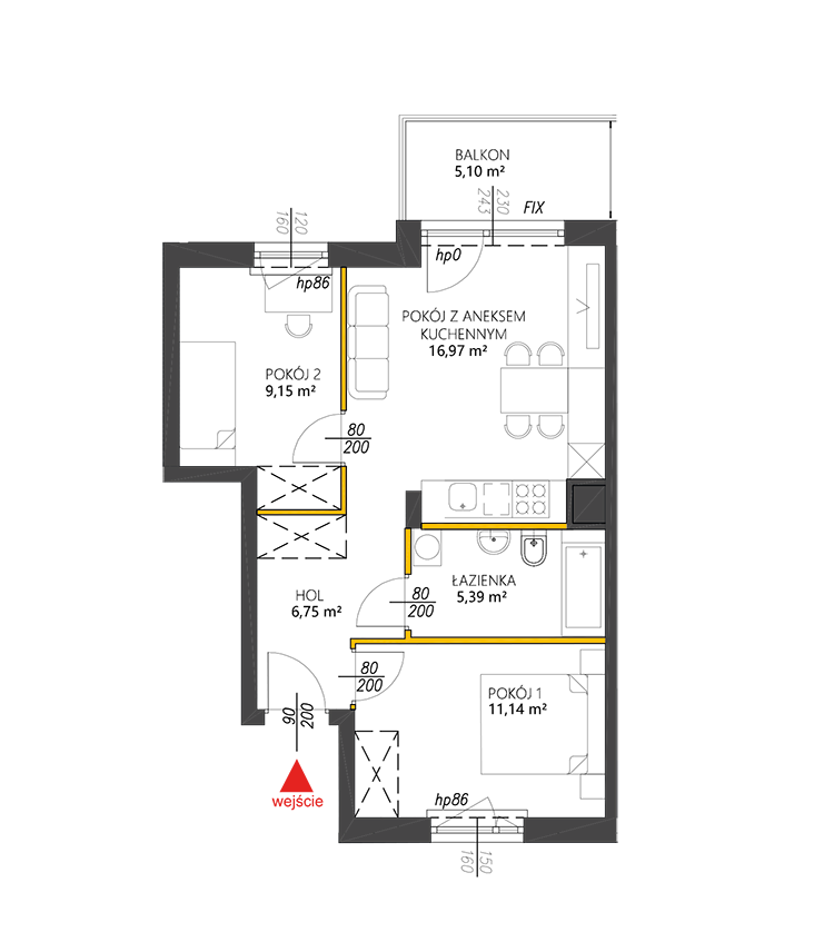 3 комнаты · 49,4 m² · Этаж 1 · Квартира 4