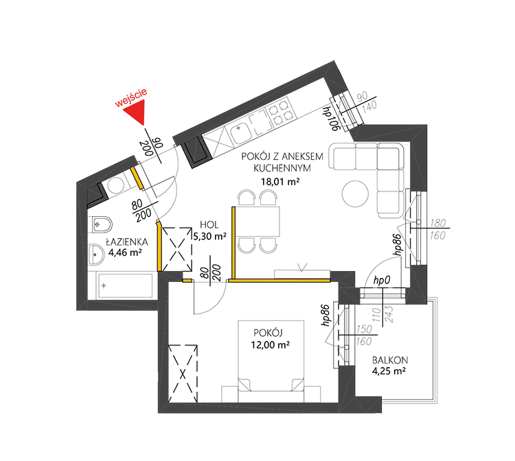 2 комнаты · 39,8 m² · Этаж 1 · Квартира 5