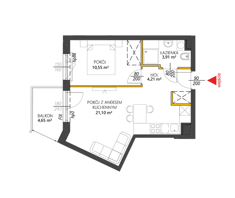 2 комнаты · 39,8 m² · Этаж 2 · Квартира 50