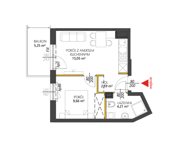 2 комнаты · 31,5 m² · Этаж 1 · Квартира 9