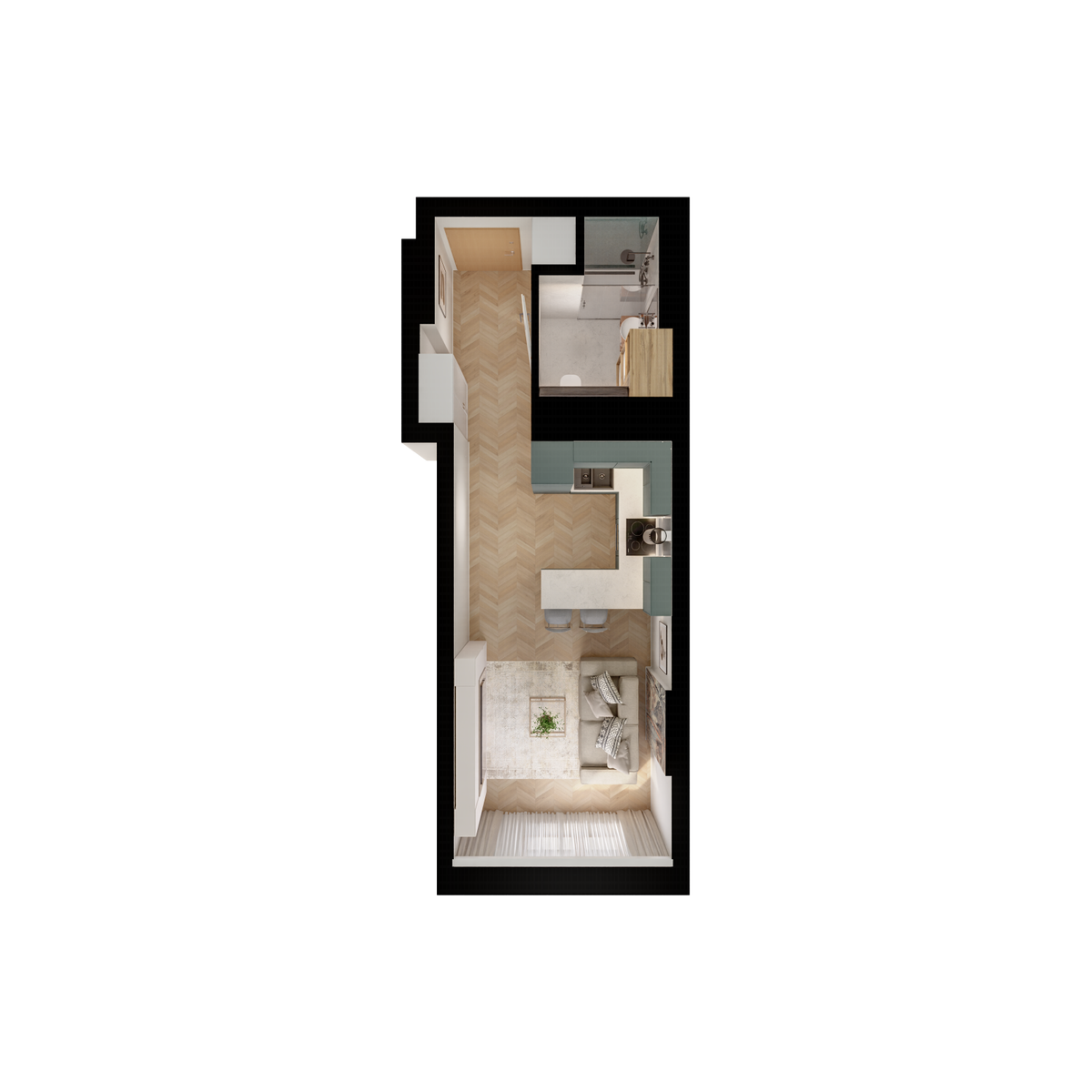 1 room · 26,7 m² · Floor 24 · Unit 366