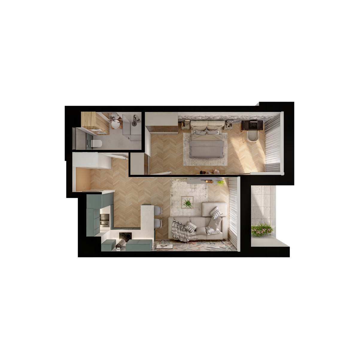 2 rooms · 41 m² · Floor 6 · Unit 047