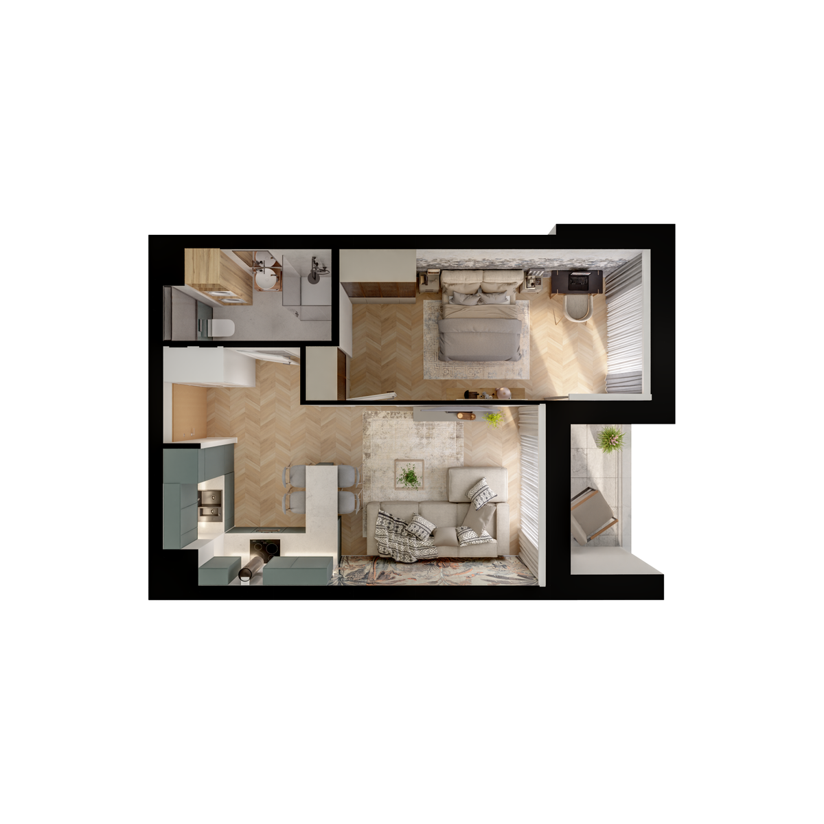 2 rooms · 40 m² · Floor 6 · Unit 045