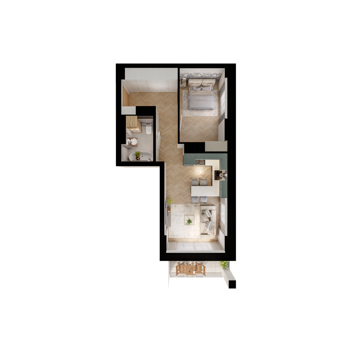 2 rooms · 41,8 m² · Floor 7 · Unit 237