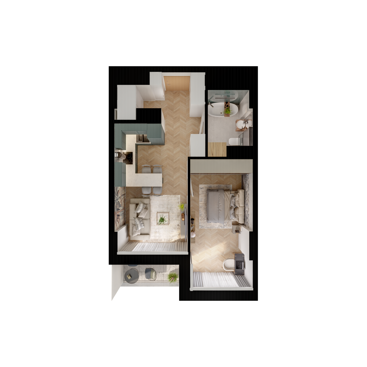 2 rooms · 41,8 m² · Floor 4 · Unit 214