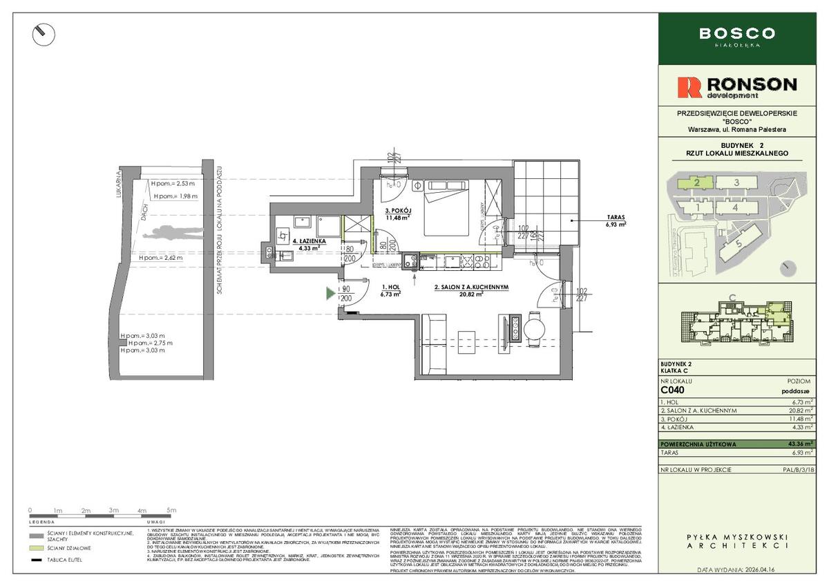 2 комнаты · 43,4 m² · Этаж 3 · Квартира C040