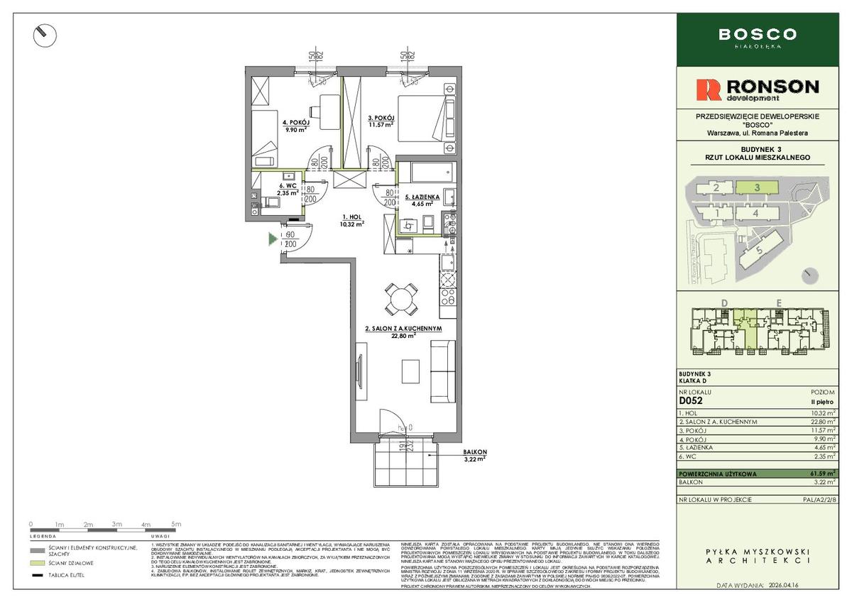 3 комнаты · 61,6 m² · Этаж 2 · Квартира D052