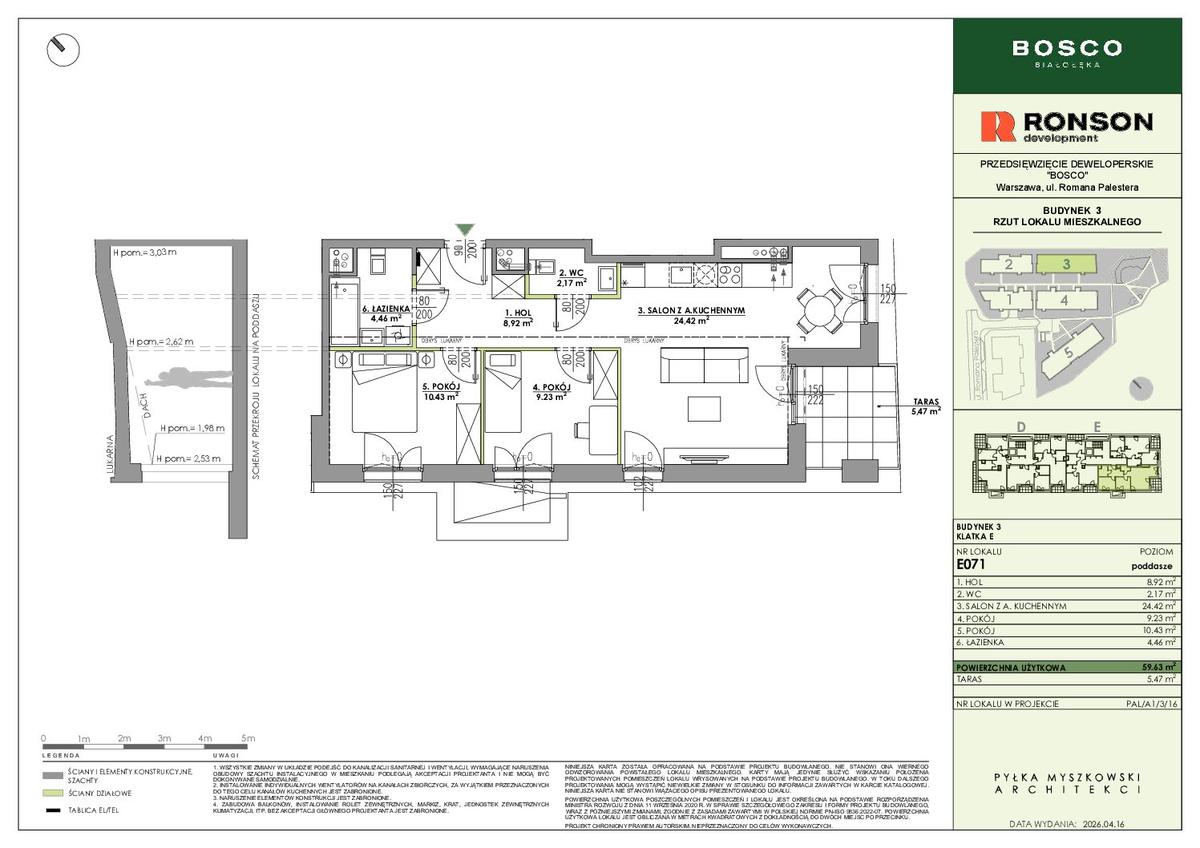 3 комнаты · 59,6 m² · Этаж 3 · Квартира E071