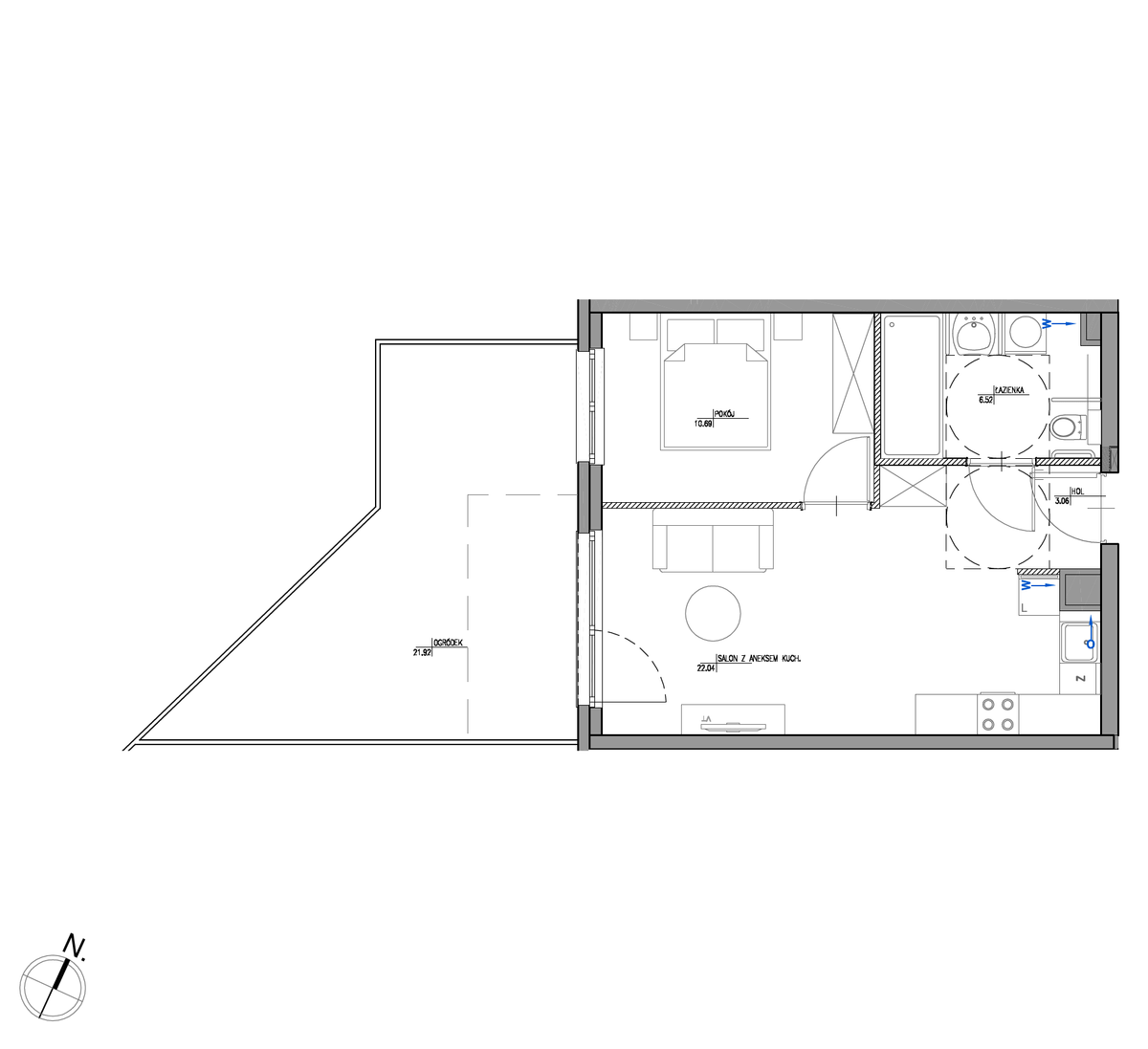 2 комнаты · 42,3 m² · Этаж 0 · Квартира RR/6A/D/0/5