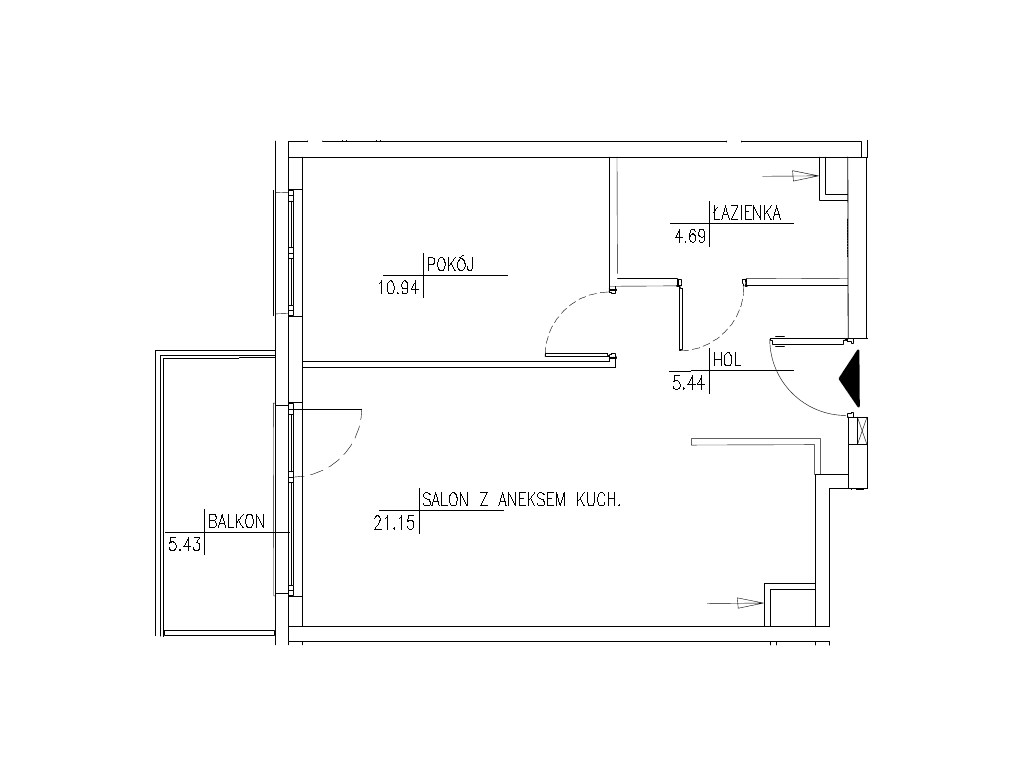 2 комнаты · 42,2 m² · Этаж 4 · Квартира RR/6B/E/4/8